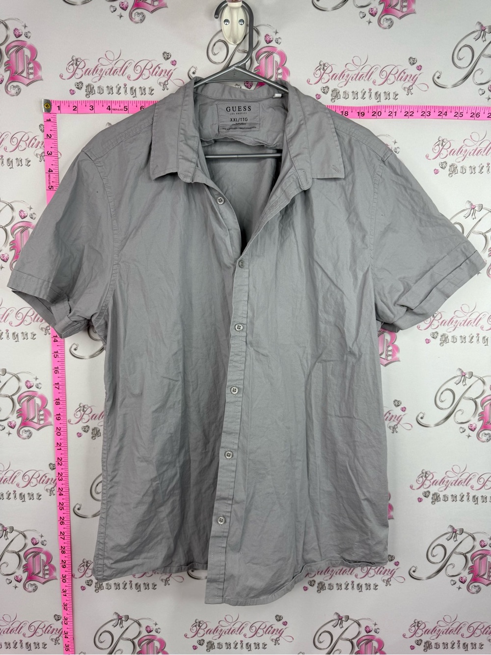 GUESS shirt tee Men’s Short Sleeve Button-Up Shirt in Gray